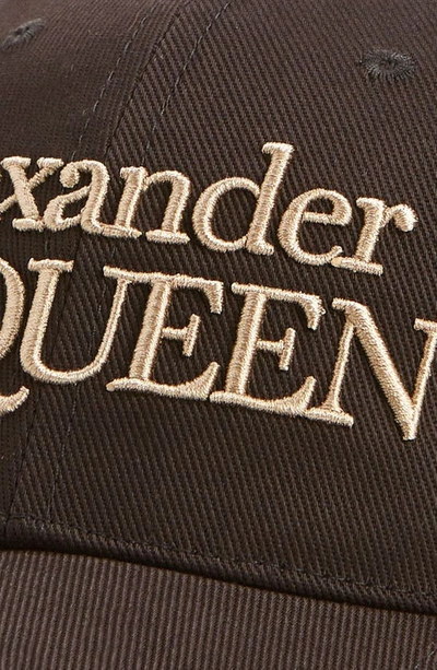 Shop Alexander Mcqueen Embroidered Baseball Cap In Black/ Beige