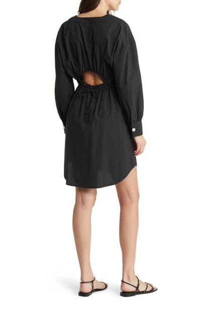 Shop Rails Jaclyn Long Sleeve Cotton Blend Dress In Black