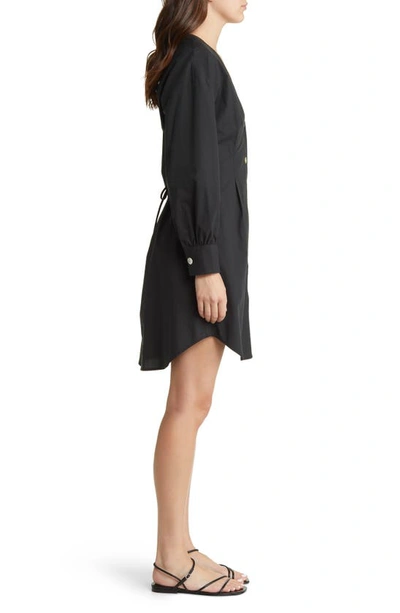 Shop Rails Jaclyn Long Sleeve Cotton Blend Dress In Black