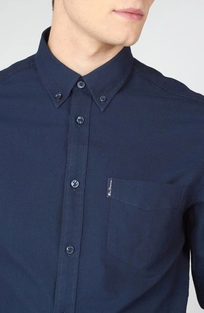Shop Ben Sherman Organic Cotton Button-down Oxford Shirt In Dark Navy