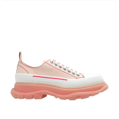 Shop Alexander Mcqueen Tread Slik Leather Sneakers In Pink