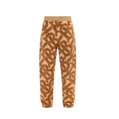 Burberry Tapered Twill-trimmed Logo-print Fleece Sweatpants In Brown