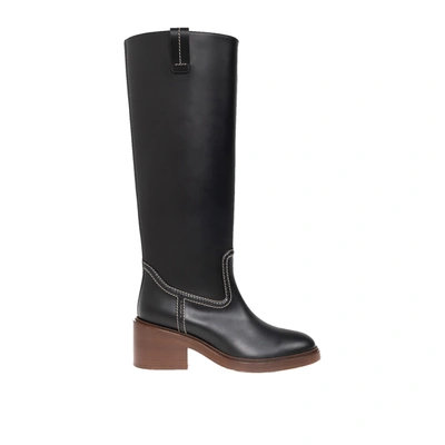 Shop Chloé Evening Leather Boots In Black