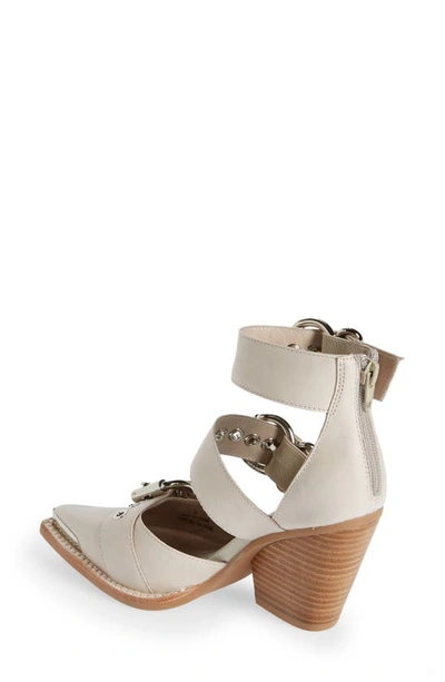 Jeffrey Campbell Emilia Buckle Cutout Boot In Ivory/ Silver