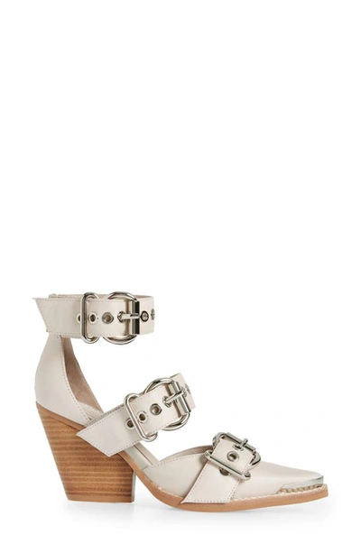 Jeffrey Campbell Emilia Buckle Cutout Boot In Ivory/ Silver