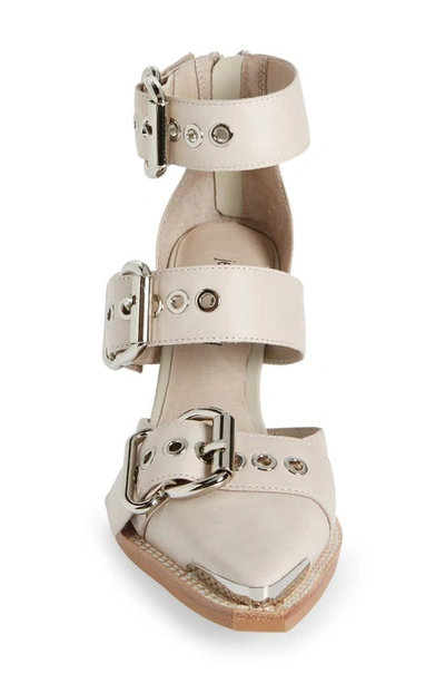 Jeffrey Campbell Emilia Buckle Cutout Boot In Ivory/ Silver