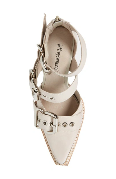 Jeffrey Campbell Emilia Buckle Cutout Boot In Ivory/ Silver