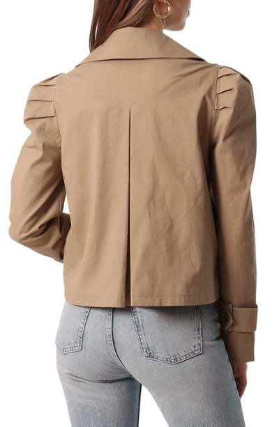 Shop Avec Les Filles Puff Shoulder Crop Jacket In Tan