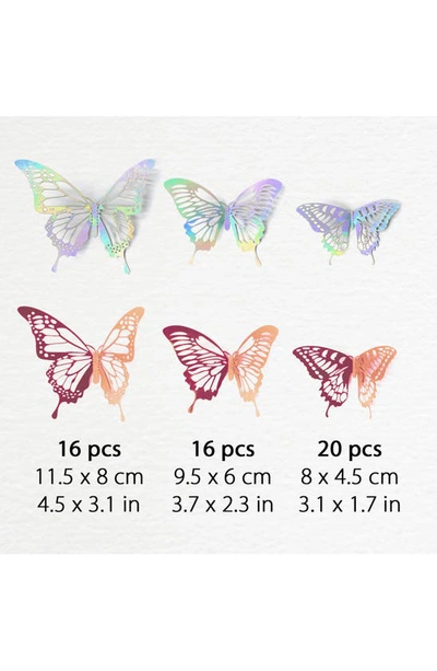 Shop Walplus Rose Gold And Holographic Silver Floral 3d Butterflies Mix In Rose Gold/ Holographic Silver