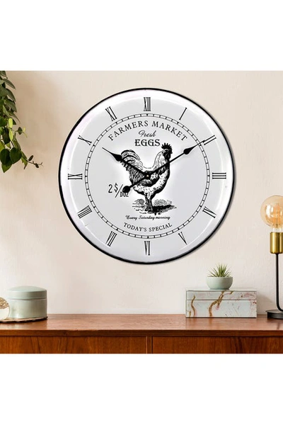 Shop Walplus Vintage Rooster Metal Wall Clock In White