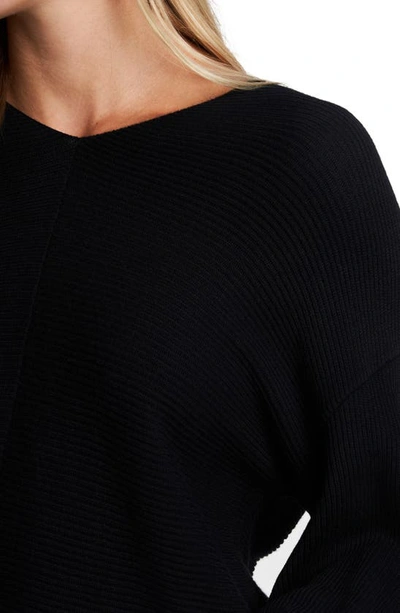 Shop 1.state Ribbed Balloon Sleeve Cotton Blend Sweater In Rich Black
