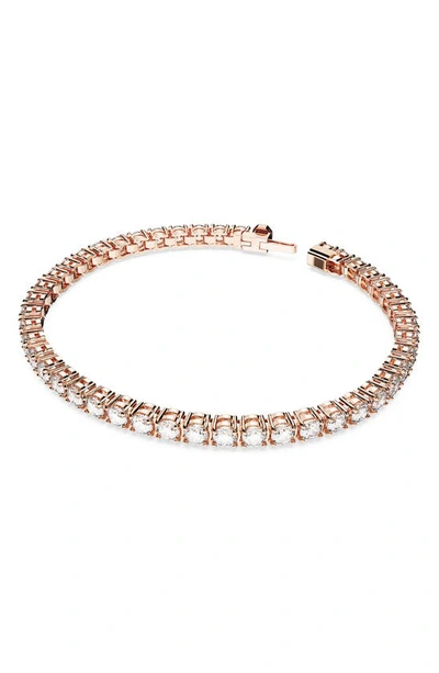 Swarovski Matrix Tennis Bracelet In Rose Gold