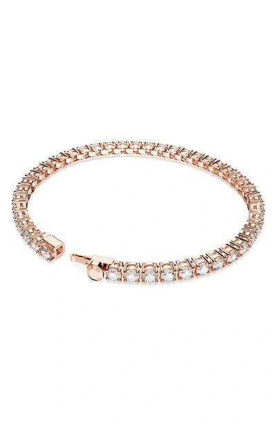 Shop Swarovski Re Matrix Tennis Bracelet In Rose Gold