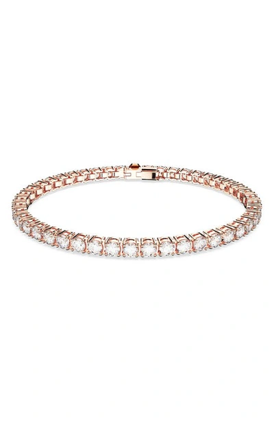 Shop Swarovski Re Matrix Tennis Bracelet In Rose Gold