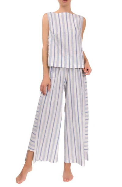Everyday Ritual Piper Stripe Cotton Pajamas In Blueberry Stripe