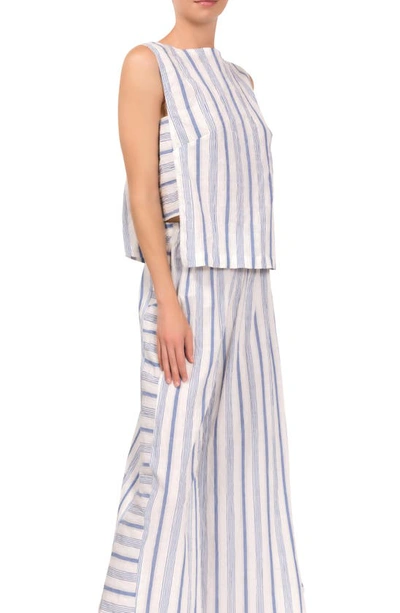 Everyday Ritual Piper Stripe Cotton Pajamas In Blueberry Stripe