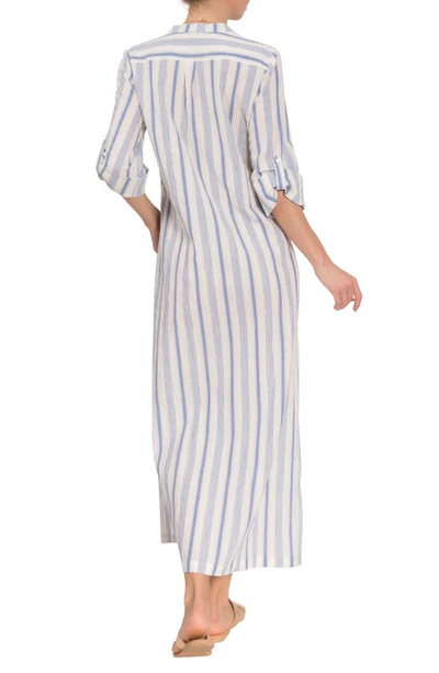 Everyday Ritual Tracey Stripe Cotton Nightgown In Blueberry Stripe
