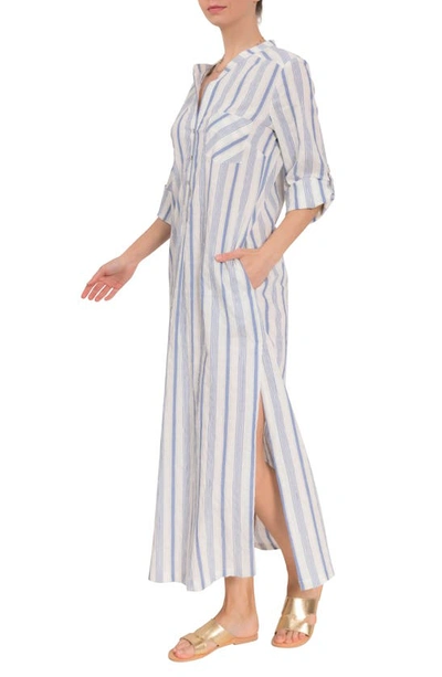 Everyday Ritual Tracey Stripe Cotton Nightgown In Blueberry Stripe