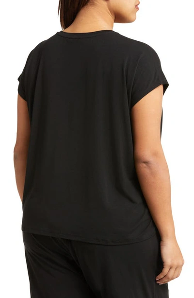 Shop Eileen Fisher Crewneck Boxy Stretch Jersey Top In Black