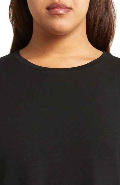 Shop Eileen Fisher Crewneck Boxy Stretch Jersey Top In Black