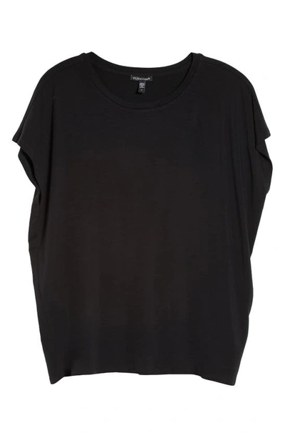 Eileen Fisher Crewneck Boxy Jersey Top In Black