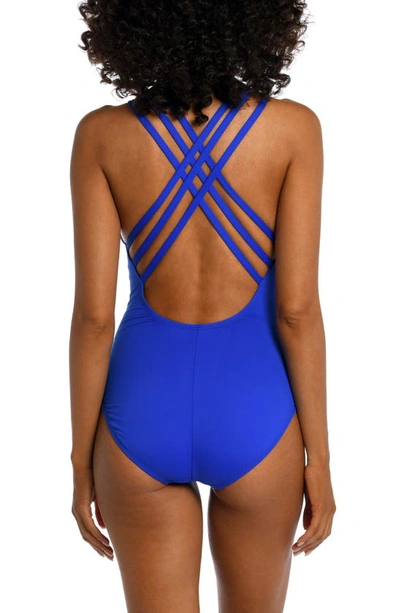 Shop La Blanca Cross Back One-piece Swimsuit In Sapphire