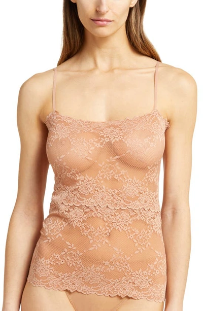 Shop Natori Heavenly Lace Camisole In Glow