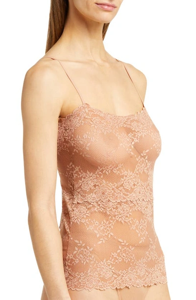 Shop Natori Heavenly Lace Camisole In Glow