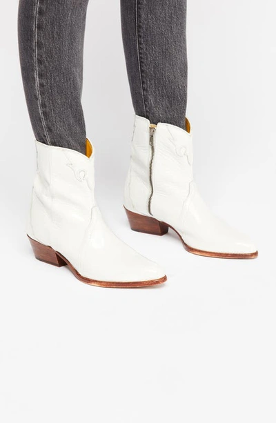 Shop Free People New Frontier Western Bootie In White Leather