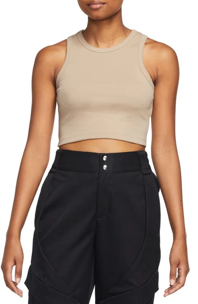 Shop Jordan Crop Cotton Blend Tank Top In Desert