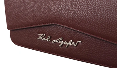 Shop Karl Lagerfeld Wine Leather Evening Clutch Women's Bag In Brown