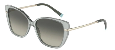 Shop Tiffany & Co 0tf4190f 834611 Cat Eye Sunglasses From Wheat Leaf In Grey