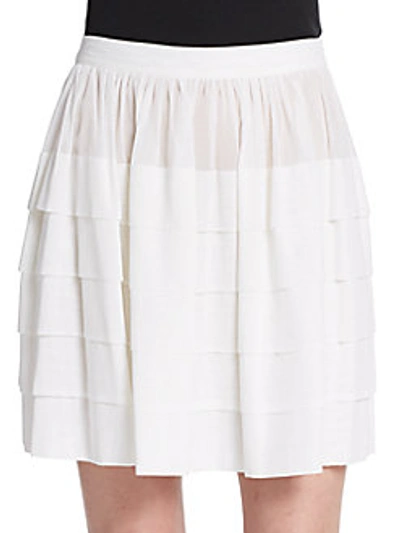 Michael Kors Woman Pleated Cotton Mini Skirt White In Optic White