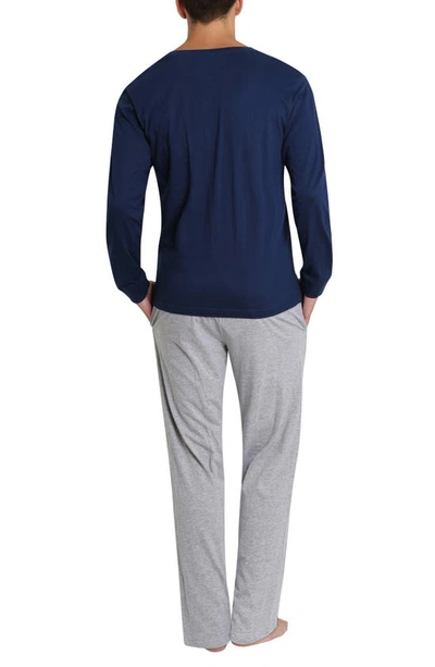 Sleephero Knit Pajama Set In Navy And Grey