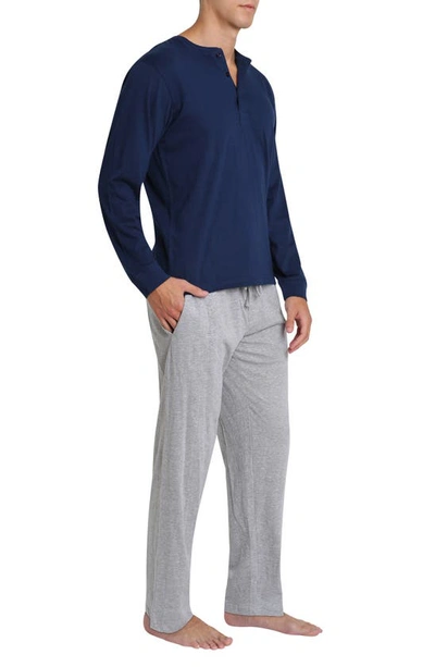 Sleephero Knit Pajama Set In Navy And Grey