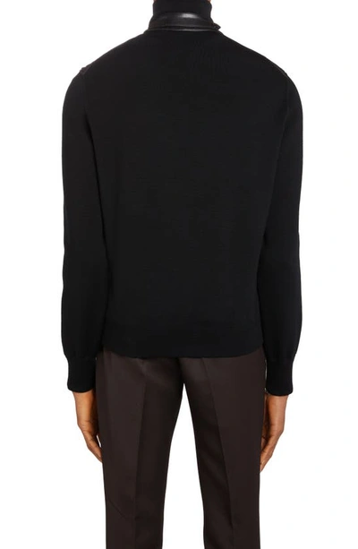 Shop Tom Ford Mixed Media Funnel Neck Zip Sweater In Black