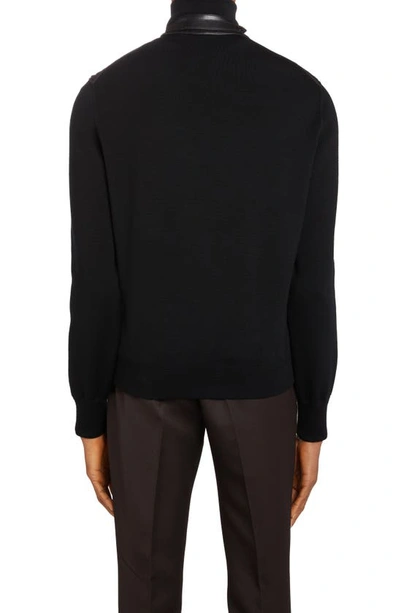Tom Ford Mixed Media Funnel Neck Zip Sweater In Black