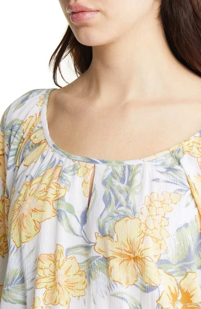 Rip Curl Always Floral Bubble Hem Top In White