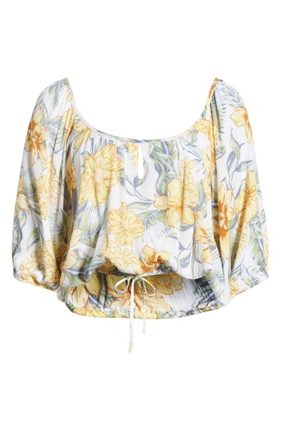 Rip Curl Always Floral Bubble Hem Top In White