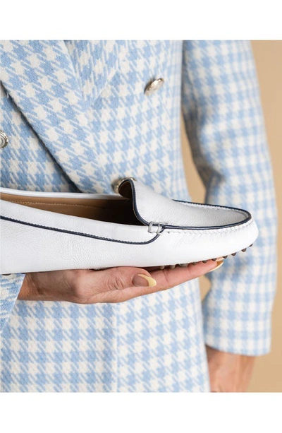 Patricia Green Jill Piped Driving Moccasin In White