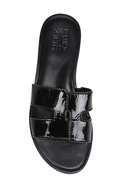 Shop Naturalizer Fame Metallic Slide Sandal In Black Leather