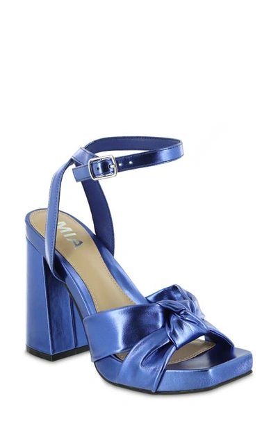Shop Mia Esma Knotted Sandal In Blue Metal