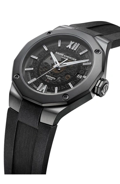 Baume & Mercier Men's Swiss Automatic Baumatic Black Rubber Strap Watch 42mm In Grey Sapphire