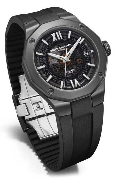 Baume & Mercier Men's Swiss Automatic Baumatic Black Rubber Strap Watch 42mm In Grey Sapphire