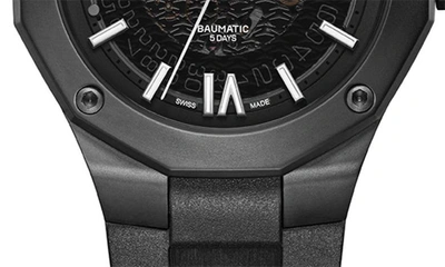 Baume & Mercier Men's Swiss Automatic Baumatic Black Rubber Strap Watch 42mm In Grey Sapphire