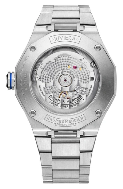 Shop Baume & Mercier Riviera 10616 Automatic Bracelet Watch, 36mm In Blue Sapphire