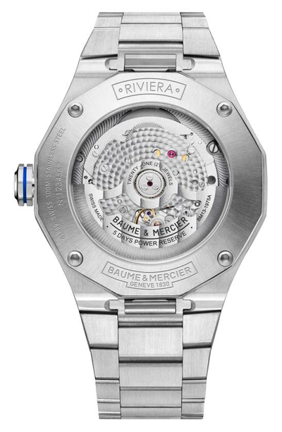 Baume & Mercier Men's Swiss Automatic Riviera Stainless Steel Bracelet Watch 42mm In Blue Sapphire