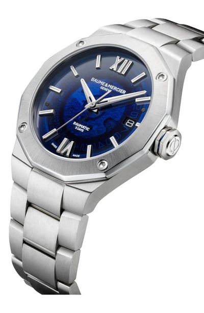 Baume & Mercier Men's Swiss Automatic Riviera Stainless Steel Bracelet Watch 42mm In Blue Sapphire