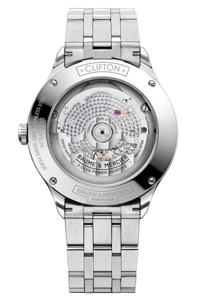 Shop Baume & Mercier Clifton Baumatic 10468 Automatic Bracelet Watch, 40mm In Gradient Blue