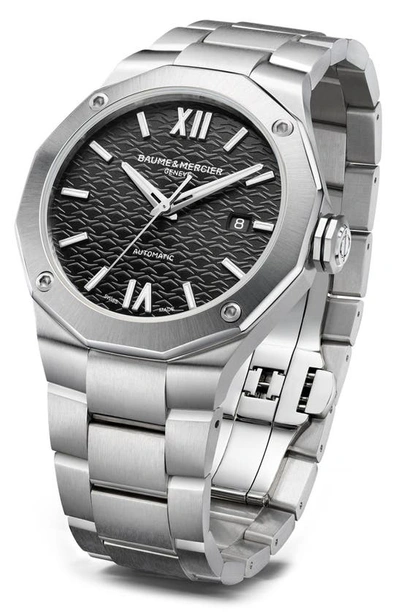 Shop Baume & Mercier Riviera 10621 Automatic Bracelet Watch, 42mm In Black